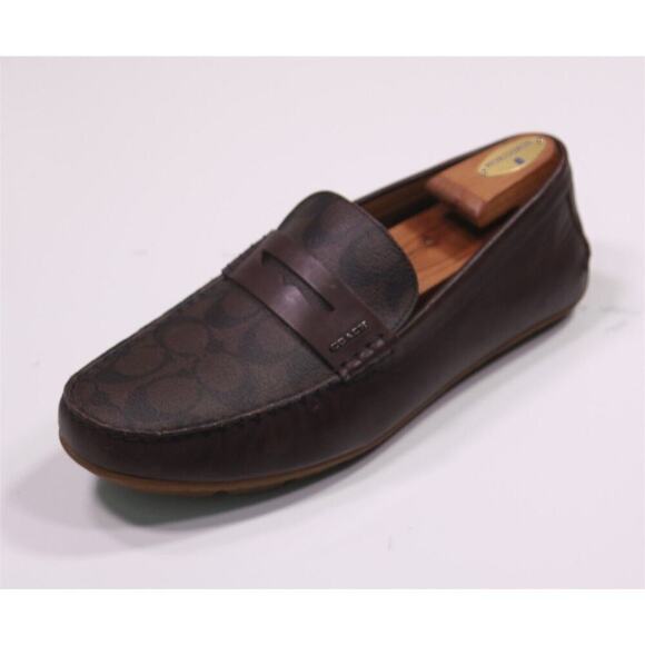 Coach Men's Mott Driver Brown Monogram Loafers Leather US 11 D Eu 44.5 - Picture 1 of 11